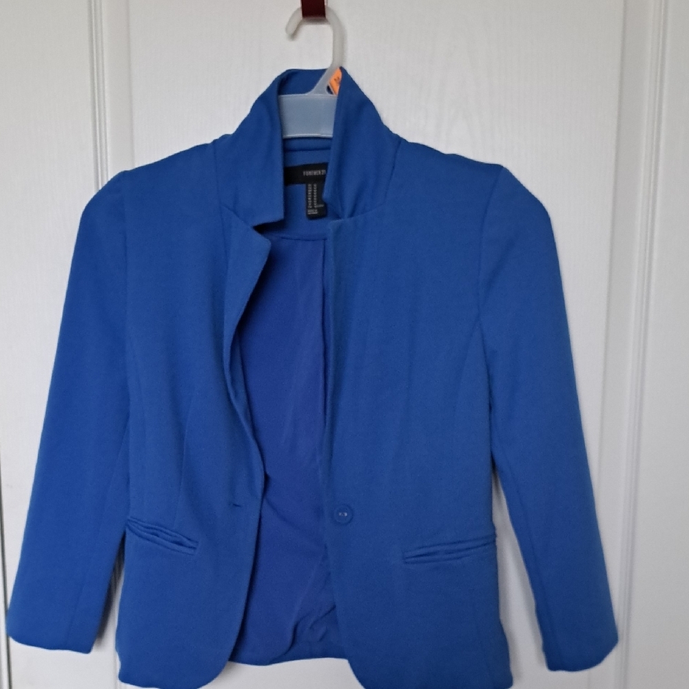 Forever 21 Blue Tailored Blazer with Lapel